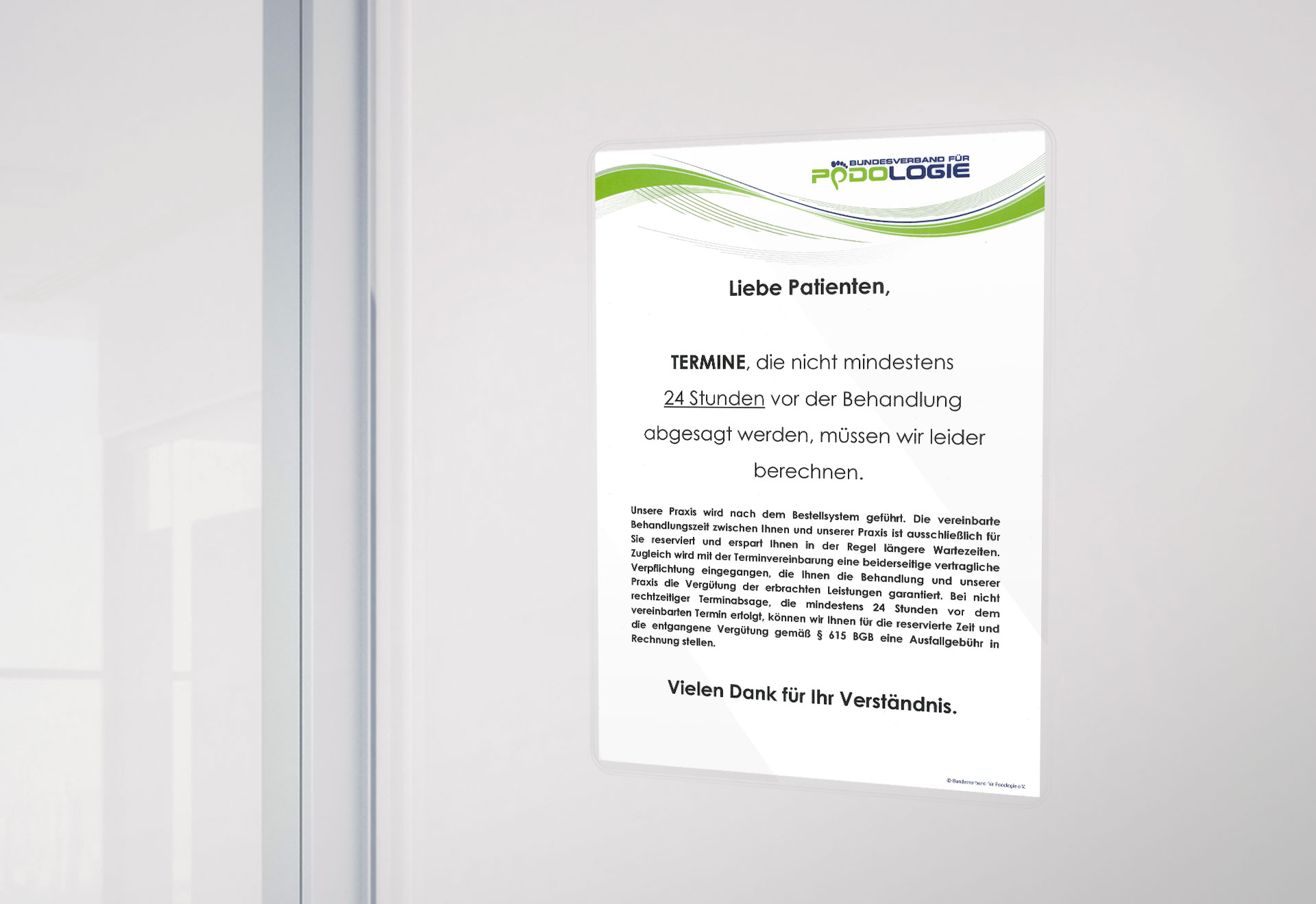 BV-Podologie_Produktbild_Hinweisschild-Termin Hinweisschild „Termine“